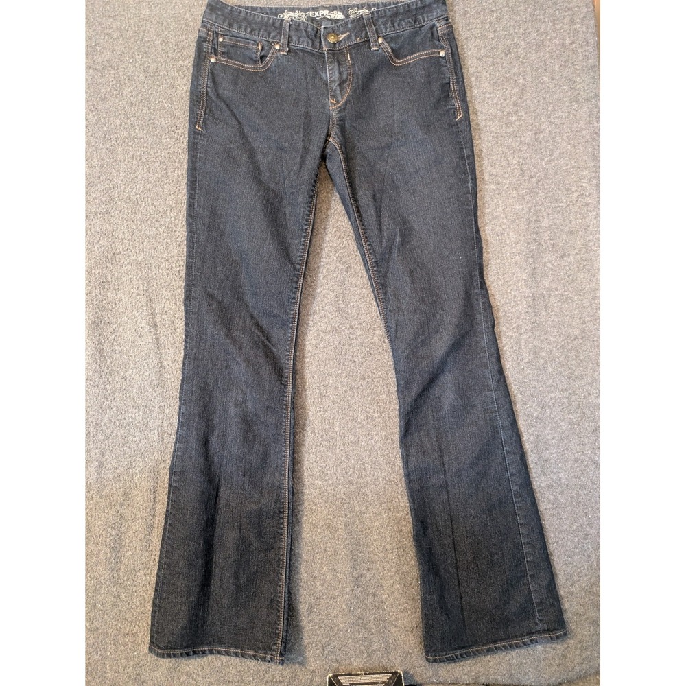 Express Jeans Women's Stella Barely Boot Low Rise Dark Wash Size 4L Y2K Style